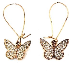 Butterfly Earrings Gold Dangle Rhinestone crystal Fashion Nova Jewelry NEW NWT